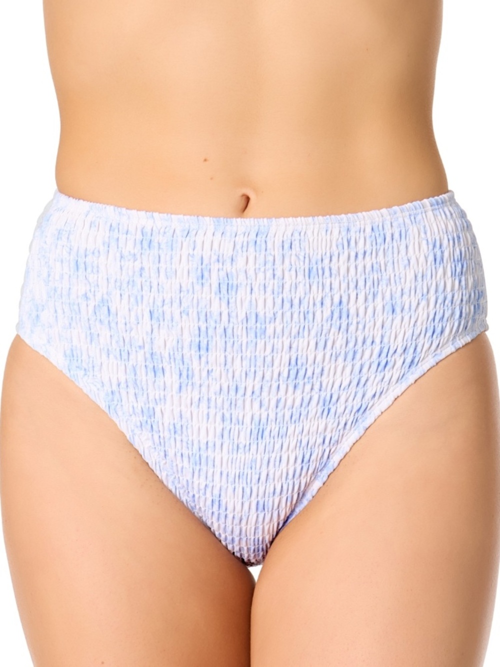 Salt + Cove Juniors' Smocked High-Waist Swim Bottoms,Toile Cornflower